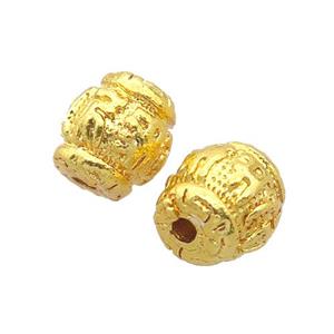 copper barrel beads, unfade, gold plated, approx 8mm