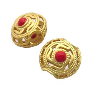 copper circle beads, enamel, unfade, duck gold, approx 10mm, 2.5mm hole