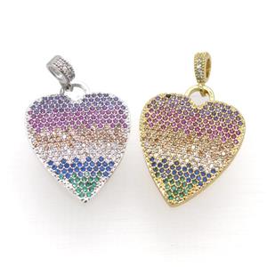 copper heart pendant pave zircon, mix, approx 21-25mm