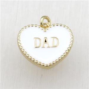 copper heart DAD pendant with white enameling, gold plated, approx 17-20mm