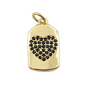 copper lock pendant pave zircon with heart, gold plated, approx 9-15mm