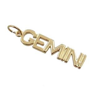 copper zodiac GEMINI pendant, gold plated, approx 7mm wide