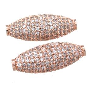 copper rice beads pave zircon, rose gold, approx 11-27mm