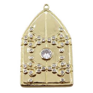 copper house pendant pave zircon, gold plated, approx 25-40mm