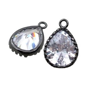 Cubic Zircon teardrop pendant, black plated, approx 7-9mm