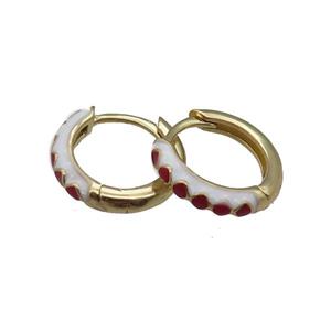 copper Hoop Earrings with enameled, gold plated, approx 14mm dia