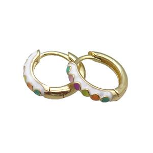 copper Hoop Earrings with enameled, gold plated, approx 14mm dia