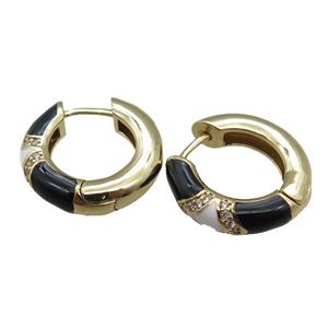 copper Hoop Earrings with enameled, gold plated, approx 20mm dia