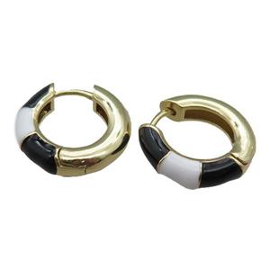 copper Hoop Earrings with enameled, gold plated, approx 20mm dia