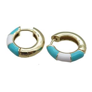 copper Hoop Earrings with enameled, gold plated, approx 20mm dia