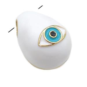 copper carapace pendant with Evil Eye, white enamel, gold plated, approx 14-20mm