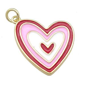 copper enamel heart pendant, gold plated, approx 20mm