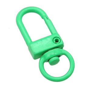 Alloy Carabiner Clasp with green Lacquered Fired, approx 12-33mm