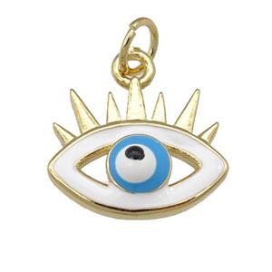 copper Evil Eye pendant with enamel, blue, gold plated, approx 12-15mm