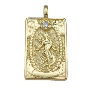 copper Tarot Card pendant, beauty, gold plated, approx 15-24mm