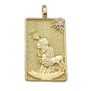 copper Tarot Card pendant, princess, gold plated, approx 15-24mm