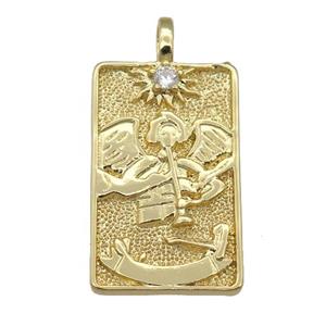 copper Tarot Card pendant, gold plated, approx 15-24mm