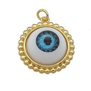 copper pendant with blue Evil Eye, gold plated, approx 20mm