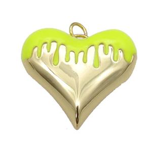 copper Heart pendant with yellow enamel, gold plated, approx 25-27mm