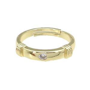 copper Rings paved zircon, adjustable, gold plated, approx 4.5mm, 18mm dia