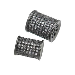 copper tube beads paved zircon, black plated, approx 10-12mm