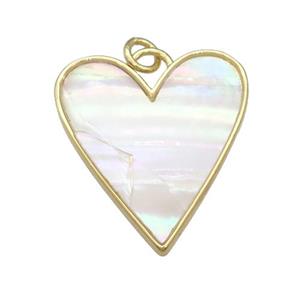 copper Heart pendant paved shell, gold plated, approx 23-27mm