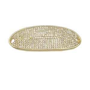 copper oval connector pave zircon, gold plated, approx 18-40mm