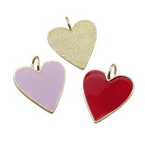 copper Heart pendant with enamel, gold plated, mixed, approx 24-25mm