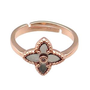 copper Star Ring, adjustable, rose gold, approx 12mm, 18mm dia