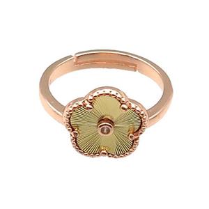 copper Flower Ring, adjustable, rose gold, approx 12mm, 18mm dia