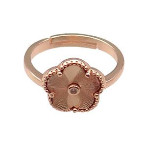 copper Flower Ring, adjustable, rose gold, approx 12mm, 18mm dia