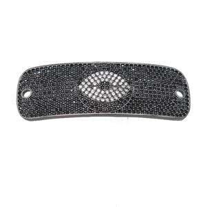 copper rectangle connector pave zircon, black plated, approx 17-50mm