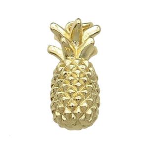 copper Pineapple charm pendant, gold plated, approx 9-19mm