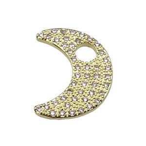 copper moon pendant pave zircon, gold plated, approx 15-20mm