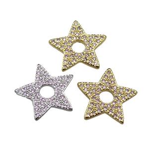 copper star pendant pave zircon, mixed, approx 17mm