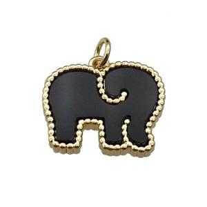 copper Elephant pendant pave stone, gold plated, approx 14-18mm