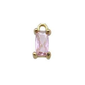 copper rectangle pendant pave pink zircon, gold plated, approx 7mm