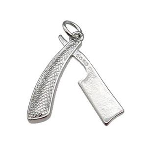 Copper Razor Charm Pendant Platinum Plated, approx 18-20mm