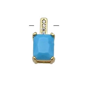 Copper Pendant Pave Blue Crystal Gold Plated, approx 6.5-14mm