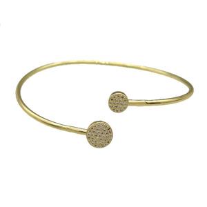 Copper Bangle Pave Zircon Circle Gold Plated, approx 7mm, 9mm, 55-65mm