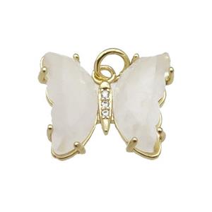 Clear Quartz Butterfly Pendant Gold Plated, approx 15-19mm