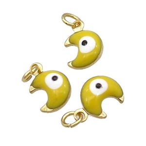 Copper Moon Pendant Yellow Enamel Eye 18K Gold Plated, approx 7-8mm