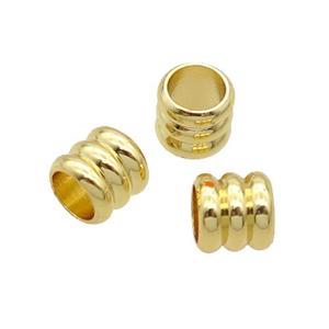 Copper Tube Beads Large Hole 18K Gold Plated, approx 6mm, 4mm hole