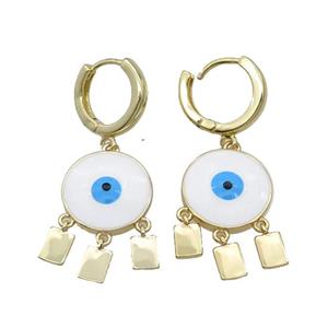 Copper Hoop Earring Circle Evil Eye Enamel Rectangle Gold Plated, approx 16mm, 16mm dia