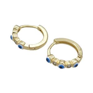 Copper Hoop Earring White Enamel Evil Eye Gold Plated, approx 3mm, 16mm dia