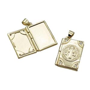 Copper Locket Pendant Jesus Rectangle Gold Plated, approx 15-20mm