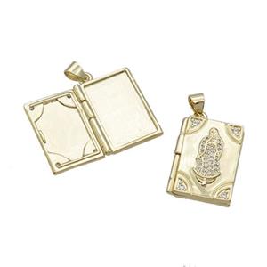 Copper Locket Pendant Virgin Mary Rectangle Gold Plated, approx 15-20mm