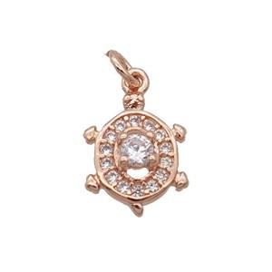 Copper Tortoise Pendant Pave Zircon Rose Gold, approx 9-11mm