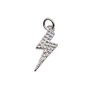 Copper Lightning Pendant Pave Zircon Platinum Plated, approx 5-14mm