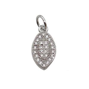 Copper Leaf Pendant Pave Zircon Platinum Plated, approx 7-11.5mm